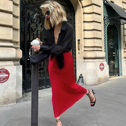Women's Elegant Satin Maxi Skirts High Waist Mermaid A Line Long Skirt