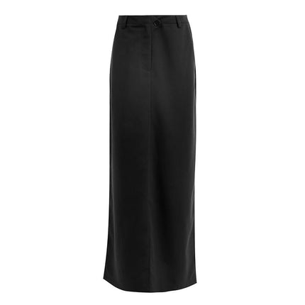 Women Casual Long Skirts High Waisted Slit Pencil Maxi Skirt with Pockets