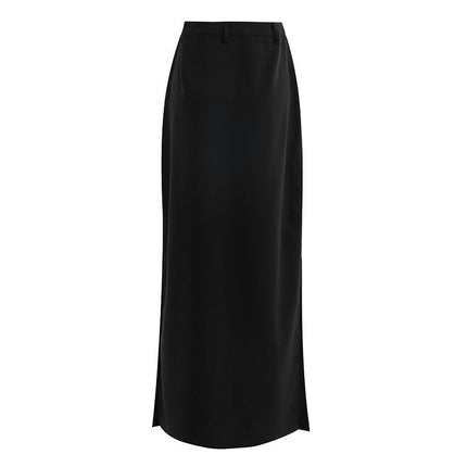 Women Casual Long Skirts High Waisted Slit Pencil Maxi Skirt with Pockets