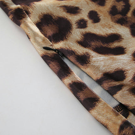 Women's Leopard Print A-Line Maxi Skirt High Waisted Long Skirts