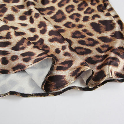 Women's Leopard Print A-Line Maxi Skirt High Waisted Long Skirts