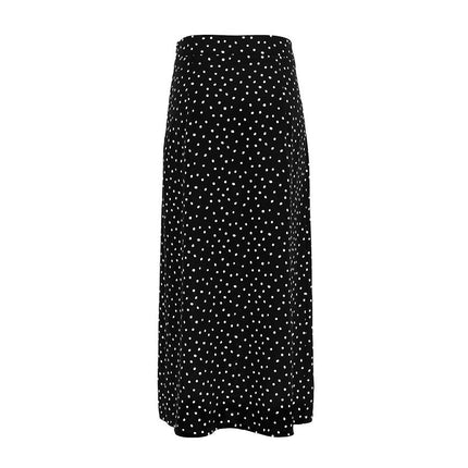 Womens Summer Polka Dot Print Skirt Slit High Waisted A Line Midi Skirts