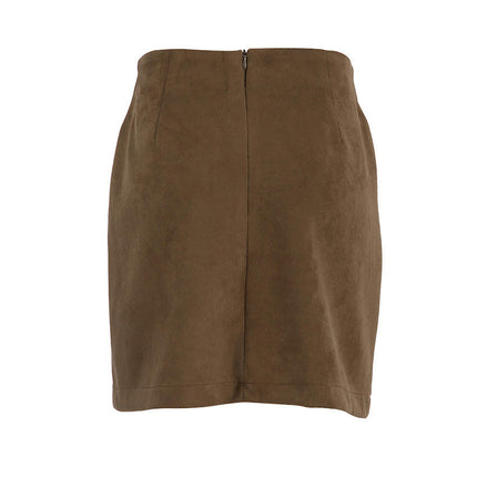 Faux Suede Skirts for Women High Waisted Bodycon Mini Skirt