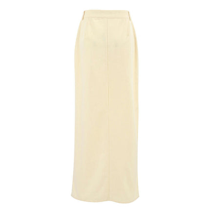 Women's Cotton Maxi Pencil Skirts Casual High Waisted Long Skirt with Slit