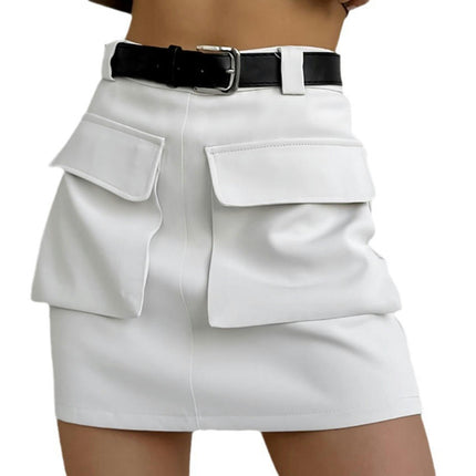 Women's Bodycon Pencil Skirt High Waisted Solid Color Mini Skirts with Pockets