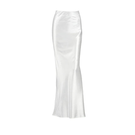 Women's Sexy Bodycon Maxi Skirt Satin High Waisted Mermaid Long Skirts
