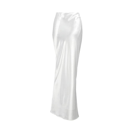 Women's Sexy Bodycon Maxi Skirt Satin High Waisted Mermaid Long Skirts