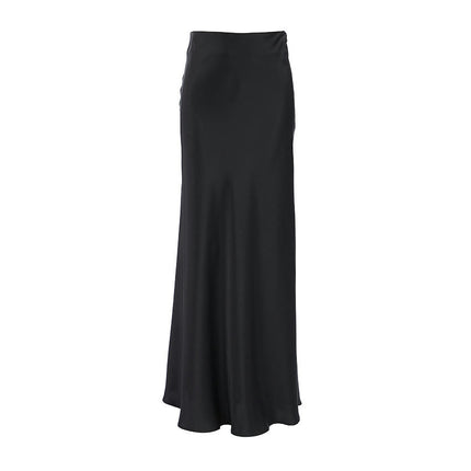 Women's Satin High Waisted Maxi Skirts A Line Mermaid Long Skirt