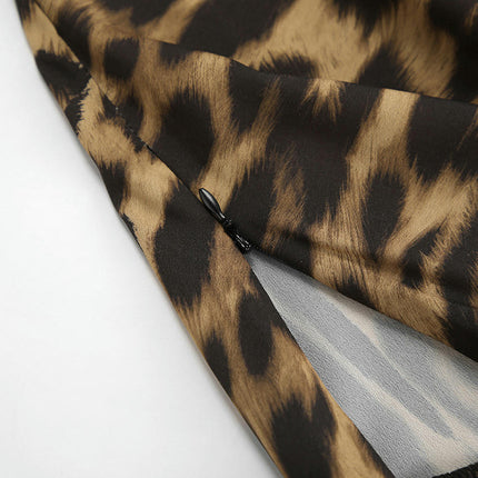 Women's Leopard Print High Waisted Maxi Skirts A Line Bodycon Long Skirt