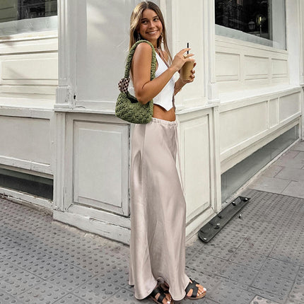 Maxi Skirt for Women High Waist Flare A-Line Casual Long Skirt