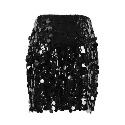 Women's Sequin Short Skirts Sparkle High Waisted Bodycon Mini Skirts