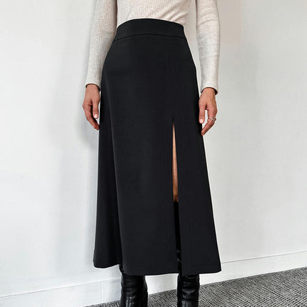 Women's Flowy Maxi Skirt High Waist Elegant A-Line Slit Swing Long Skirts