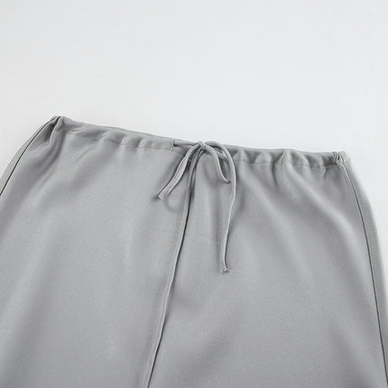 Women Satin Maxi Skirt High Waist A Line Elegant Party Long Skirts