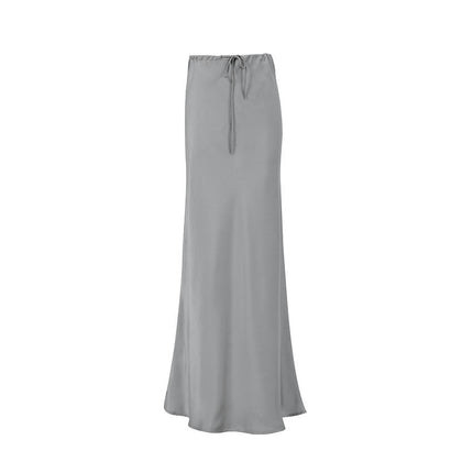 Women Satin Maxi Skirt High Waist A Line Elegant Party Long Skirts