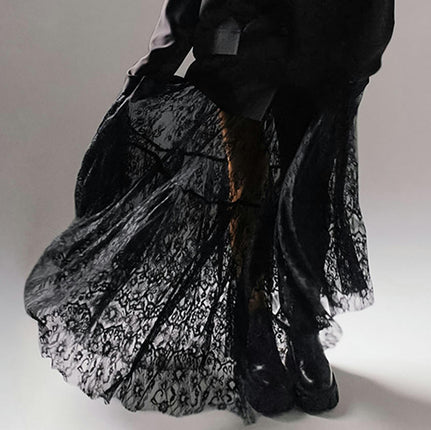 Womens Sheer Maxi Skirt High Waist Summer See Through Floral Lace Long Skirts