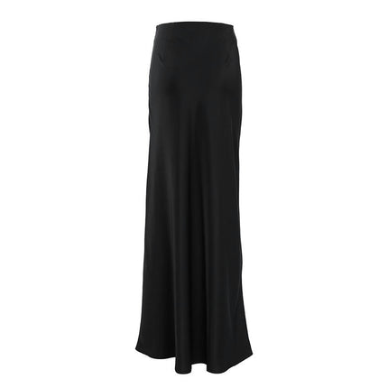 Women's Satin High Waisted Maxi Skirts A Line Elegant Long Skirt