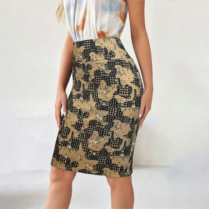 Women's Pencil Skirt Stretchy Office Work Knee Length Bodycon High Waist Skirt