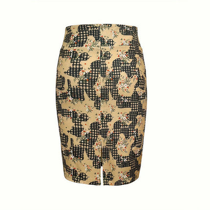 Women's Pencil Skirt Stretchy Office Work Knee Length Bodycon High Waist Skirt