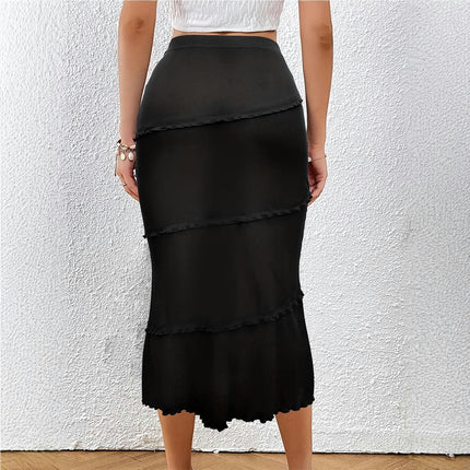 Women's Pencil Skirt High Waist Stretch Casual Midi Bodycon Fishtail Skirt