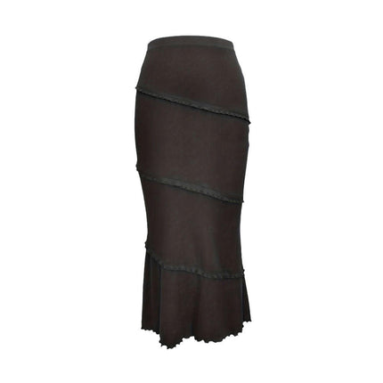 Women's Pencil Skirt High Waist Stretch Casual Midi Bodycon Fishtail Skirt