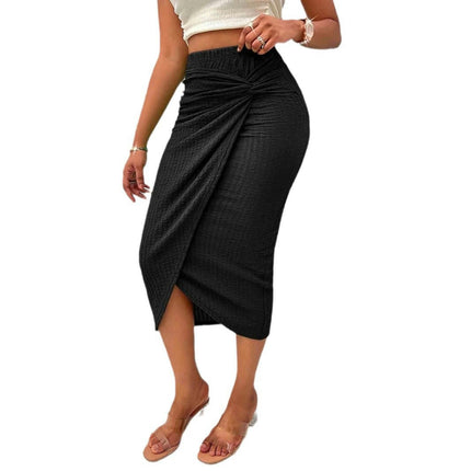 Pencil Skirts for Women High Waist Bodycon High Waist Twist Front Midi Skirt