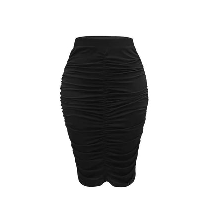Women's Bodycon Pencil Skirts High Waisted Stretch Ruched Midi Skirt