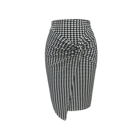 Women's Knee Length Stretch Pencil Skirt High Waisted Bodycon Twist Front Midi Skirt