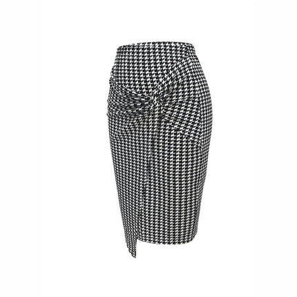 Women's Knee Length Stretch Pencil Skirt High Waisted Bodycon Twist Front Midi Skirt