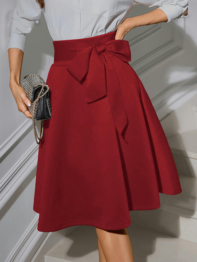Women's High Waist A-Line Vinage Skirt Skater Flared Midi Skirt
