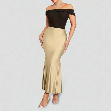 Women's Sexy Bodycon High Waist Stretchy Solid Fishtail Pencil Long Skirts