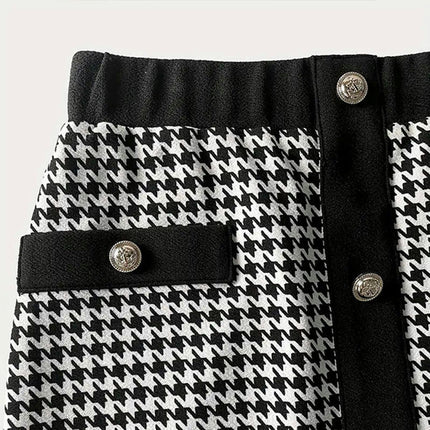 Women's Elegant Plaid Mini Skirts High Waist Bodycon Button Short Skirt