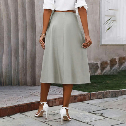 Womens Summer Skirts Casual A-Line Flowy High Waisted Midi Skirt