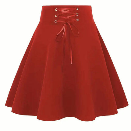 Women's High Waist A-Line Mini Skirt Skater Flared Short Skirt