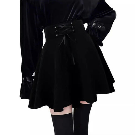 Women's High Waist A-Line Mini Skirt Skater Flared Short Skirt