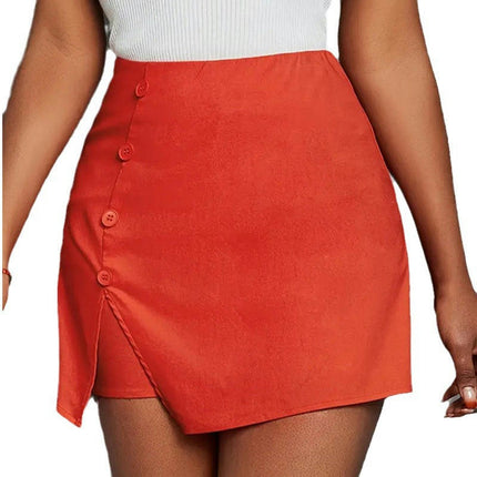 Women's Casual High Waist Button Front Wrap Shorts Solid Slit Skort Skirt