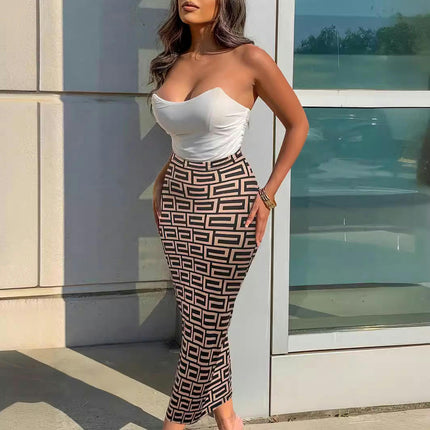 Women's Stretchy Bodycon Maxi Skirt High Waisted Pencil Long Skirts