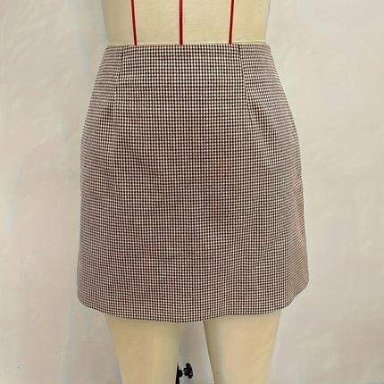 Womens Plaid Bodycon Mini Skirts Sexy High Waist Casual Short Skirt