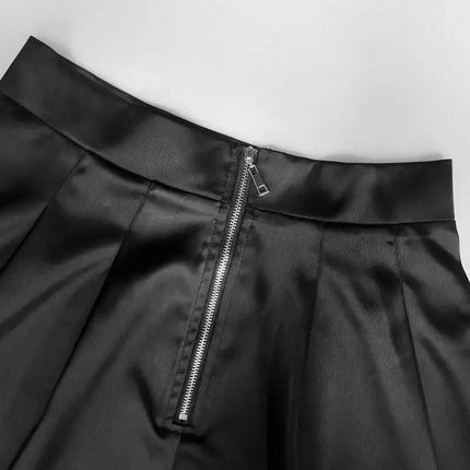 Women's Satin Skirt High Waist Pleated A Line Swing Midi Skirts