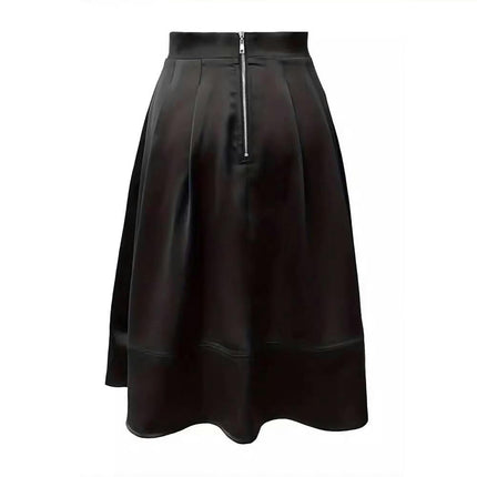 Women's Satin Skirt High Waist Pleated A Line Swing Midi Skirts