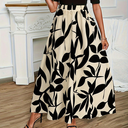 Women's Boho Floral Print Long Skirts High Waist Flowy A Line Maxi Skirt