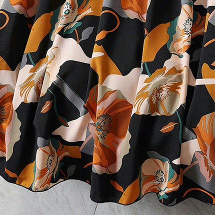 Women's High Elastic Waisted Maxi Skirt Casual Floral Print A Line Flowy Long Skirts