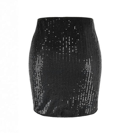 Womens Sequin Shiny Mini Skorts Sexy High Waisted Pencil Bodycon Short Skirts