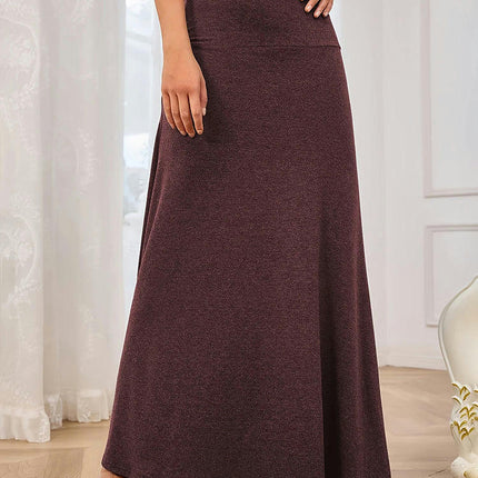Women's Stretchy High Waist Casual Skirts Flared A Line Swing Long Skirt