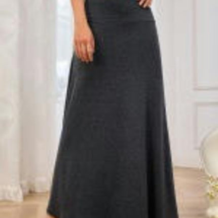 Women's Stretchy High Waist Casual Skirts Flared A Line Swing Long Skirt