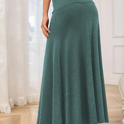 Women's Stretchy High Waist Casual Skirts Flared A Line Swing Long Skirt