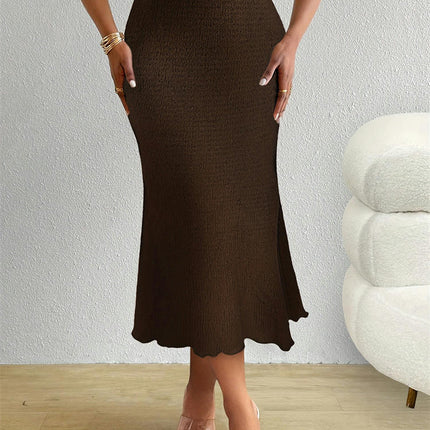 Women's Casual High Waist Pencil Skirt Fishtail Bodycon Midi Skirts
