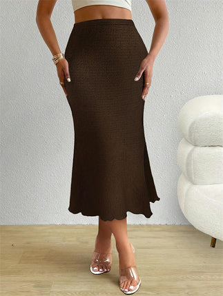 Women's Casual High Waist Pencil Skirt Fishtail Bodycon Midi Skirts