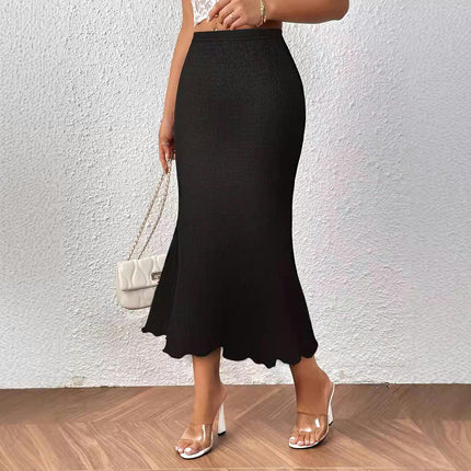 Women's Casual High Waist Pencil Skirt Fishtail Bodycon Midi Skirts