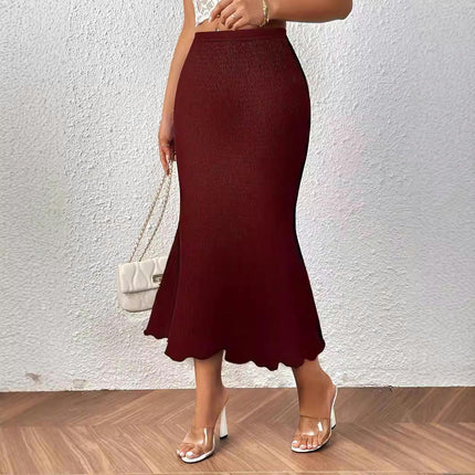 Women's Casual High Waist Pencil Skirt Fishtail Bodycon Midi Skirts