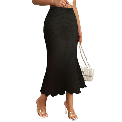 Women's Casual High Waist Pencil Skirt Fishtail Bodycon Midi Skirts